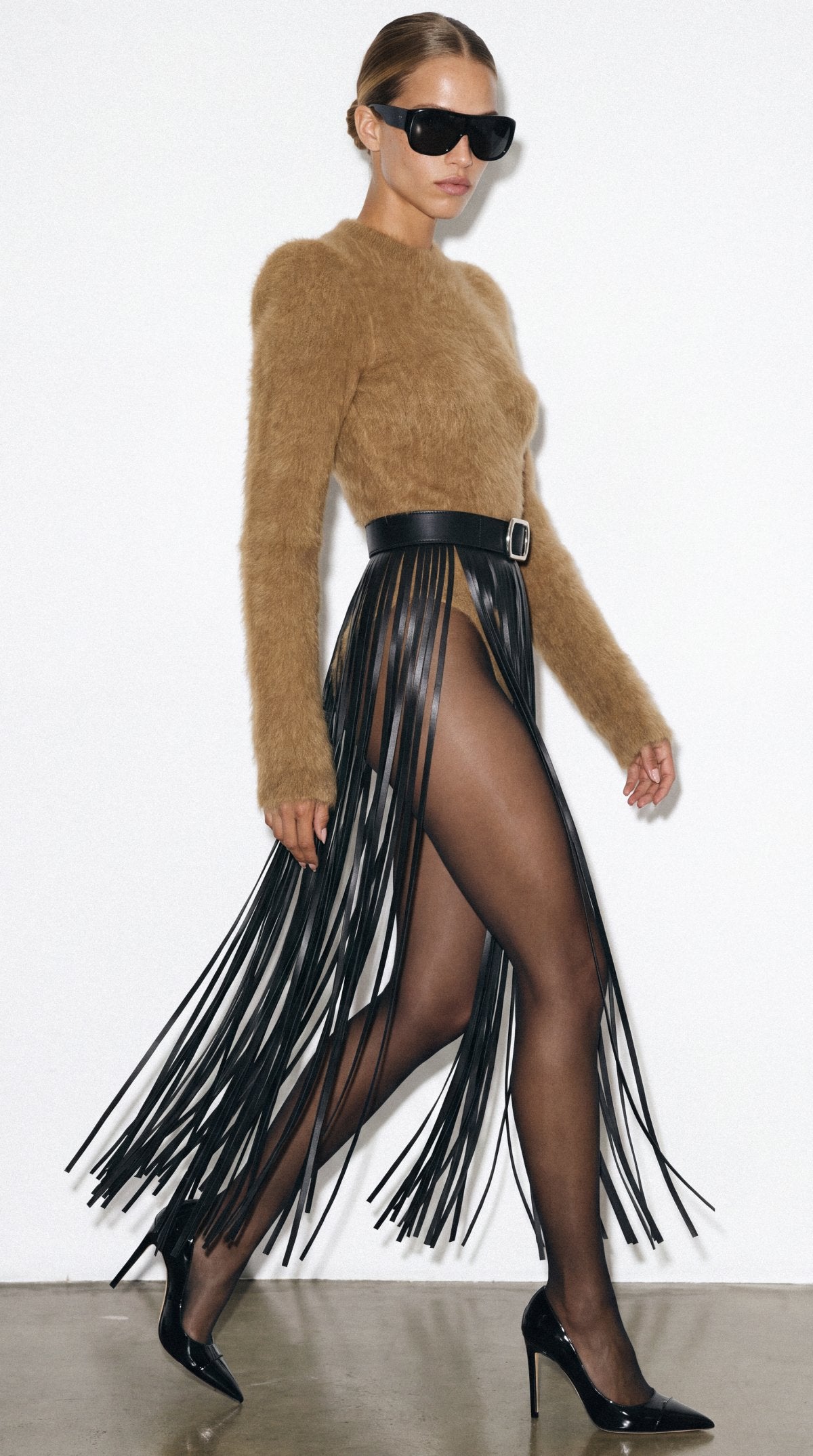 Belt ADELIA Black with Fringe