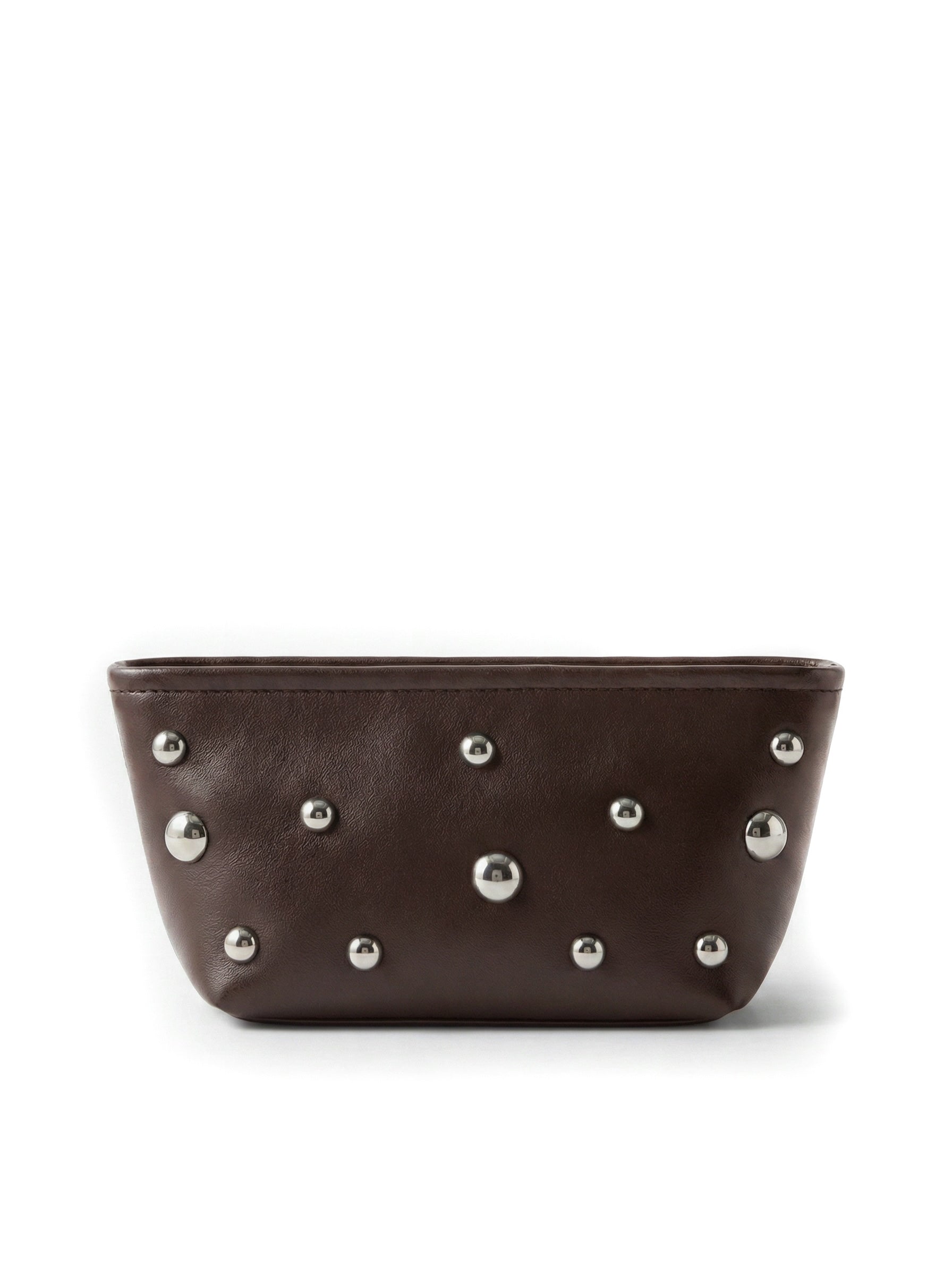 Makeup Bag with half-sphere Studs Chocolate, S