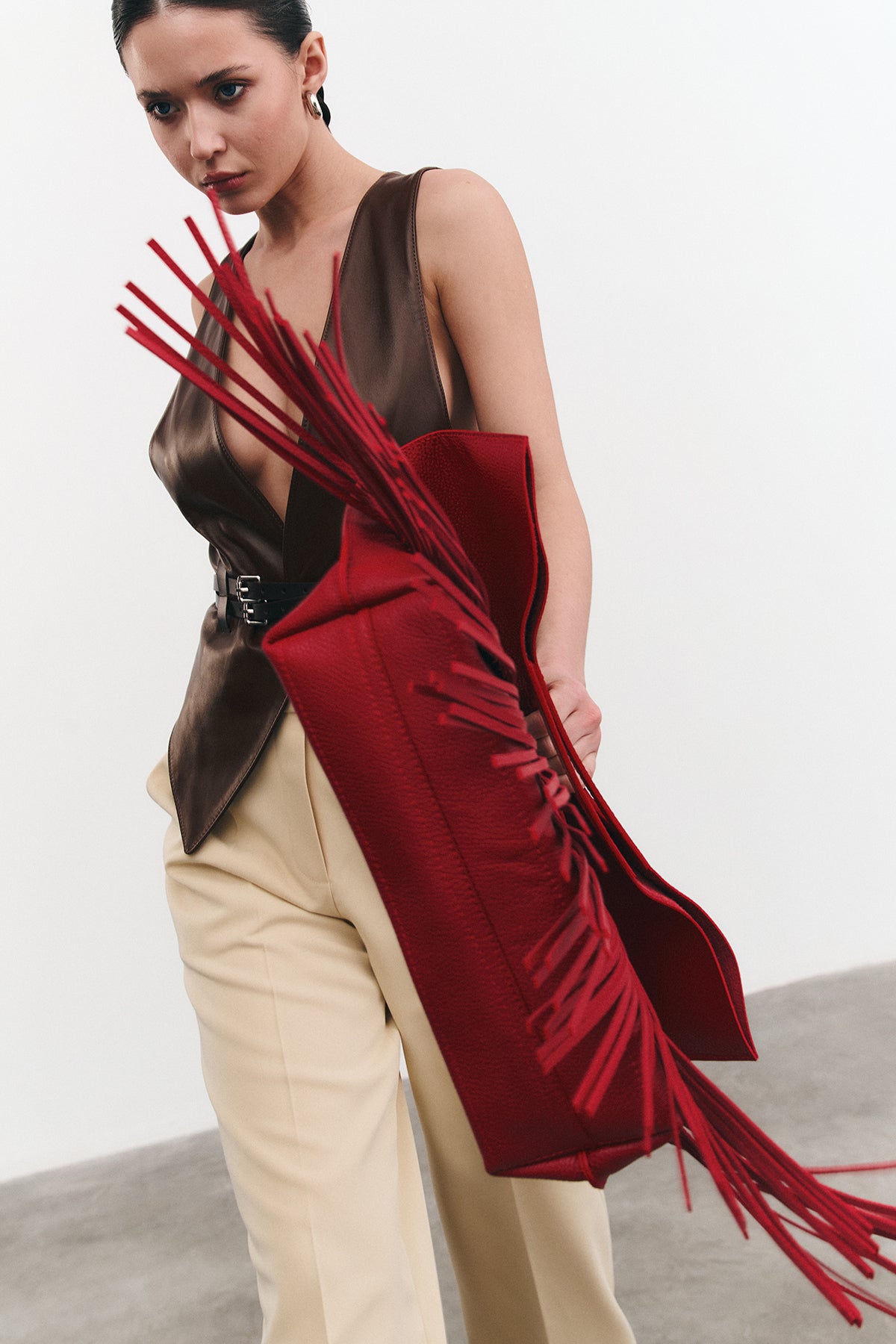 Bag RIGfringe Mini Red Textured Leather